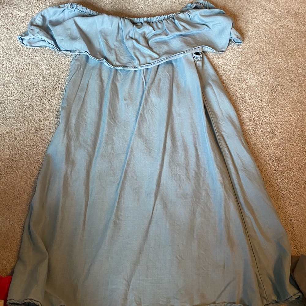 Off the shoulder light denim dress